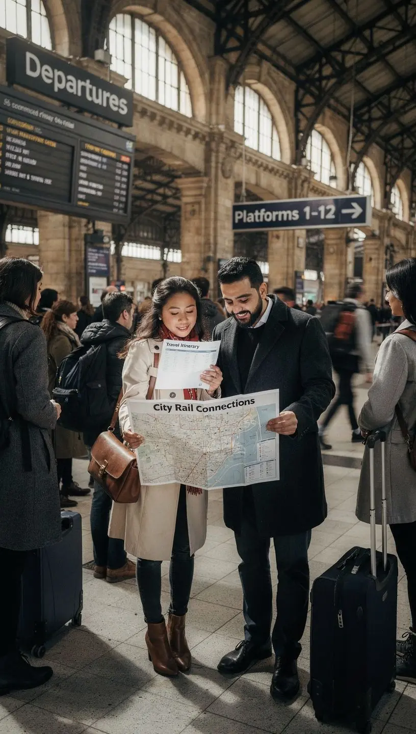 Widok na grupę turystów z laptopem, planujących swoją podróż.